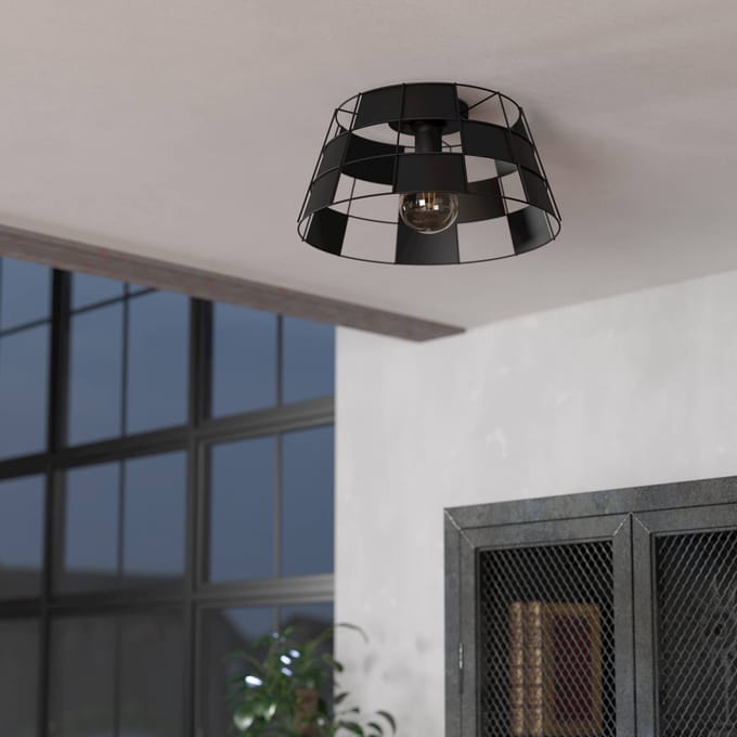 EGLO Pontefract Plafondlamp - E27 - Ø 42 cm - Zwart - Staal