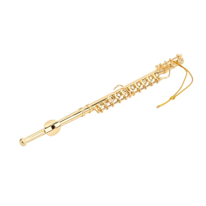 Flûte miniature en alliage doré, aspect brillant, pour la maison et le bureau beige