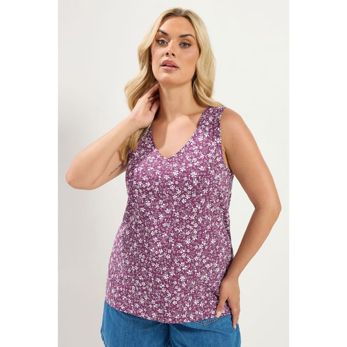 Yours Paarse Bloemen Hemdje Size 54-56