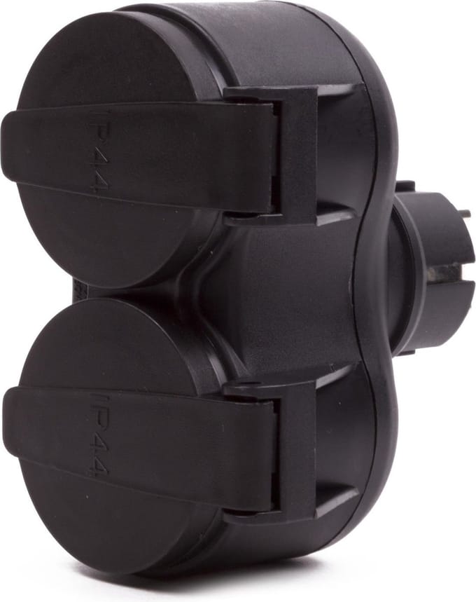 Benson stopcontact splitter - 2x - duo - met klep - zwart - stopcontactsplitter