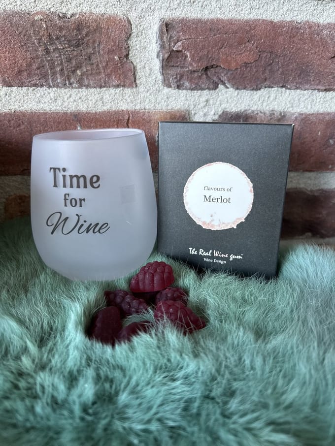 Creaties van Hier - Wijnglas Time for Wine + gift package Merlot - Glas