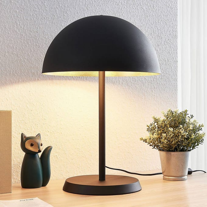 Lindby - Tafellamp - 2lichts - Metaal - H: 51 cm - E27 - zwart, goud