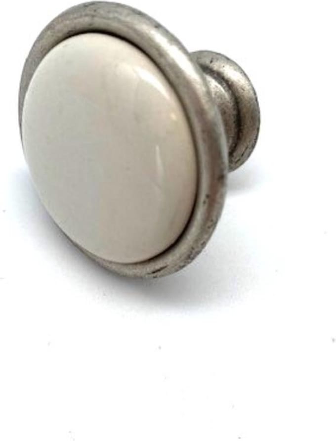Knop Porselein Zilver Antiek 34mm