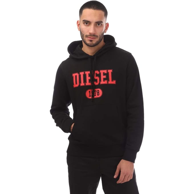 Heren Diesel S-Ginn 1-B Hoodie in Zwart