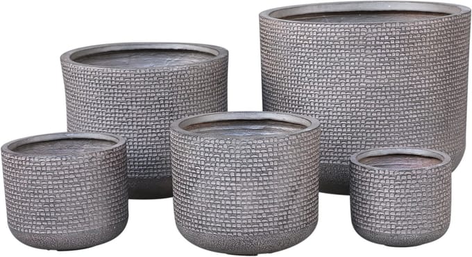 PTMD Rylon Brown GRC Pattern Pot Round Low SV5