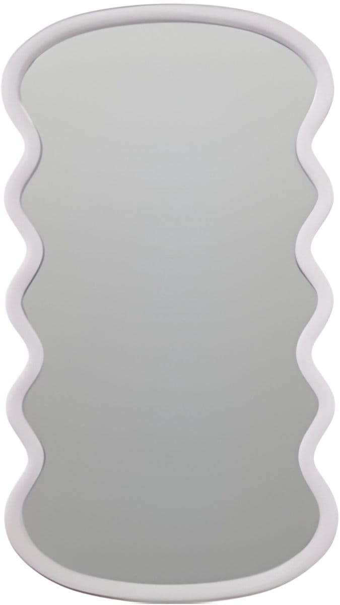H&S Collection Spiegel / Wandspiegel - wave - wit - 55 x 30 cm - decoratief - golfvorm