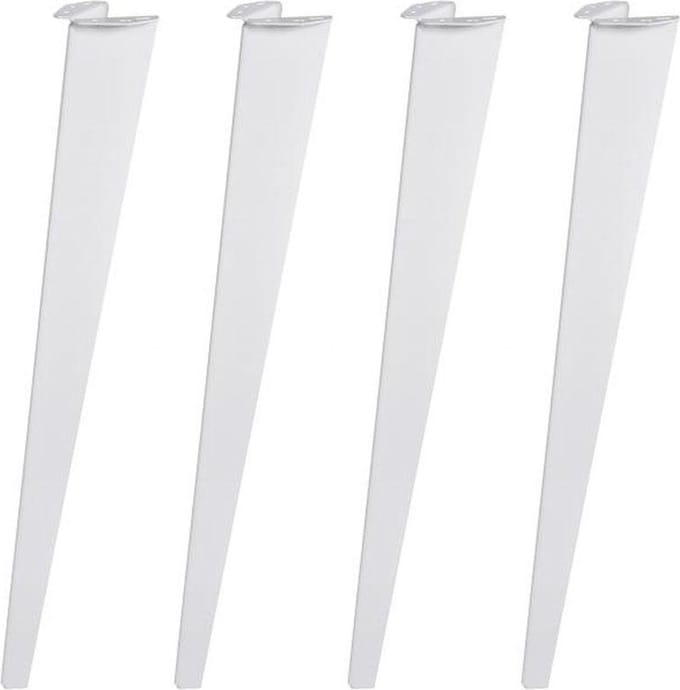 FLE - Massief stalen meubelpoot wit taps 8 bij 5 cm en hoogte 72 cm - 4 stuks