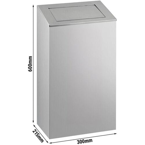 GGM Gastro Mülleimer - mit Pushklappe - 38 Liter - Silber - Edelstahl Zilver