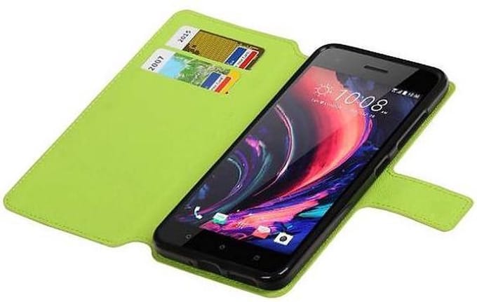 Cross Pattern TPU Bookstyle Wallet Case Hoesjes Geschikt voor HTC Desire 10 Pro Groen