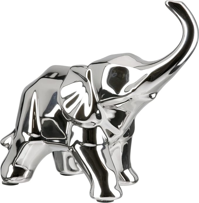 Gilde Handwerk - Beeld - Sculptuur - Olifant - Edgy - Zilver - Keramiek