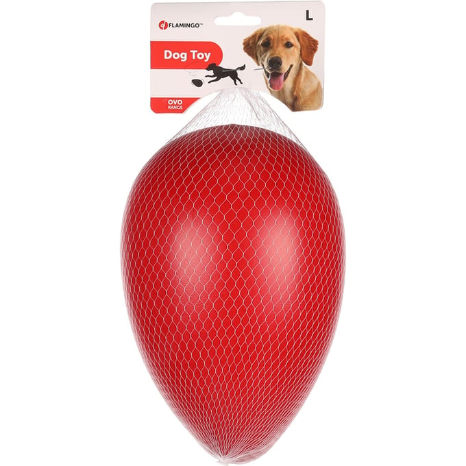 Flamingo hondenspeelgoed Drijf-ei Ovo, rood L: Ø 16,5 x 25 cm, voor honden