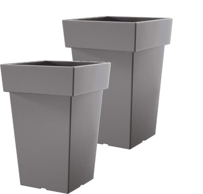 Bloempot Hoog Vierkant Lofly Square 24x24x36cm STEENGRIJS Prosperplast / 2 STUKS ! /