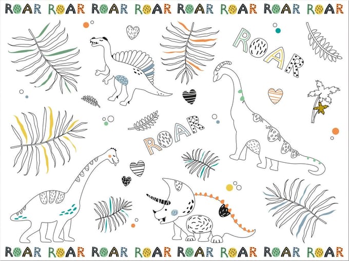 Folat BV - Coloring page Placemat Dino Roars 6 pcs.