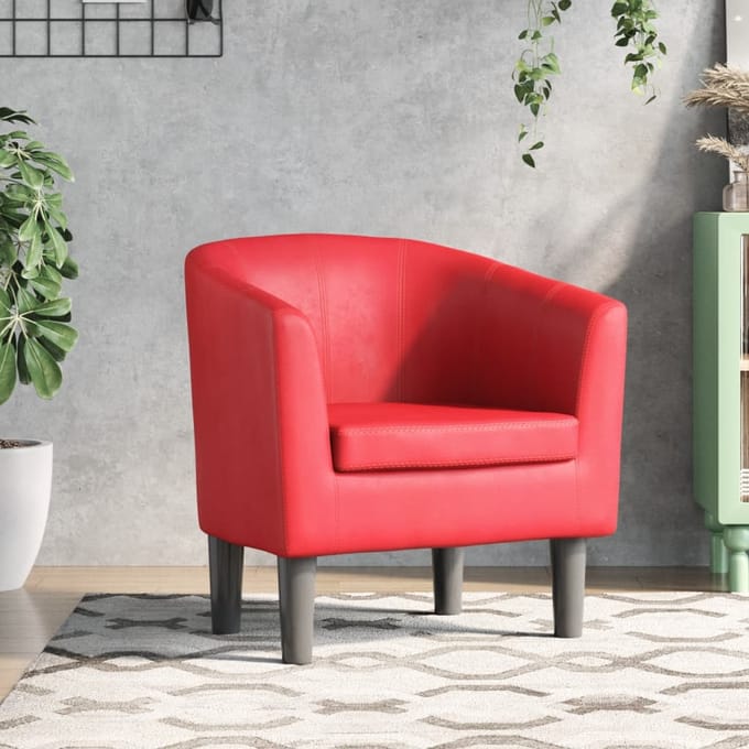 vidaXL - Kuipstoel - kunstleer - rood