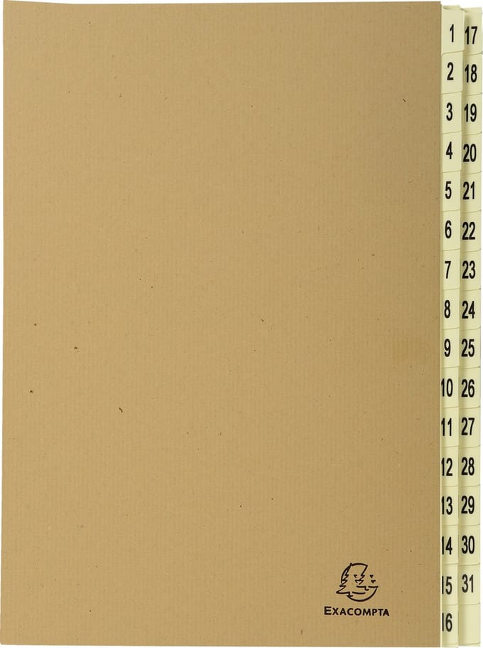 Exacompta Sorteermap Ordonator® in gerecycleerde kraft - 31 indelingen -genummerd van 1 tot 31 - A4 - Kraft bruin - 22219E