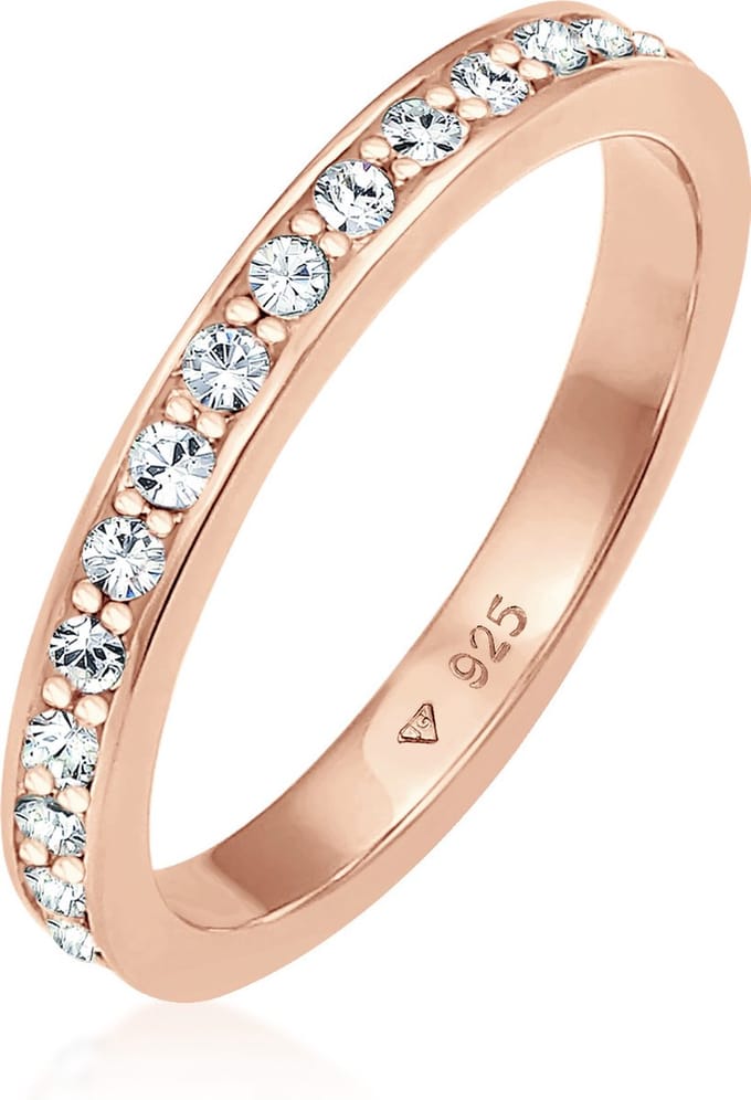 Elli damesring 925 zilver 28 kristal 60 Roségoud 32020151