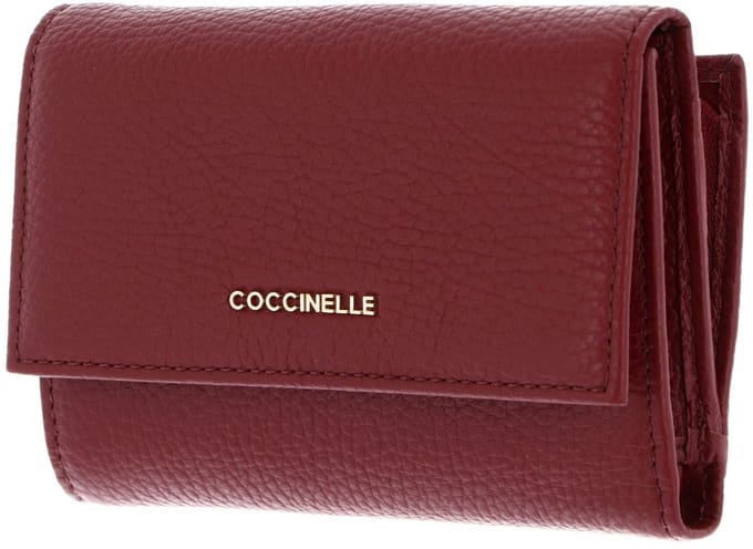 COCCINELLE Leren portemonnee Metallic Soft Wallet Grainy Leather Ribes (rood)paars