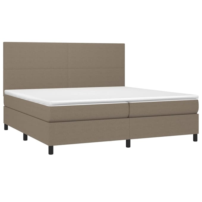 vidaXL - Boxspring - met - matras - en - LED - stof - taupe - 200x200 - cm