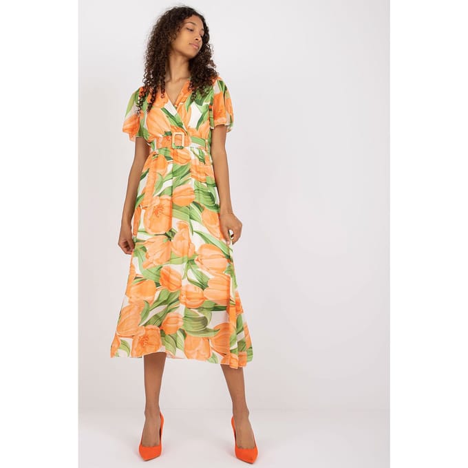Tropical Fringe Wrap Dress - Orange / Einheitsgröße
