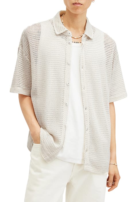 AllSaints Munroe Ss Shirt Chalk White Größe: S | Casual hemden Outlet | Herren | Weiß