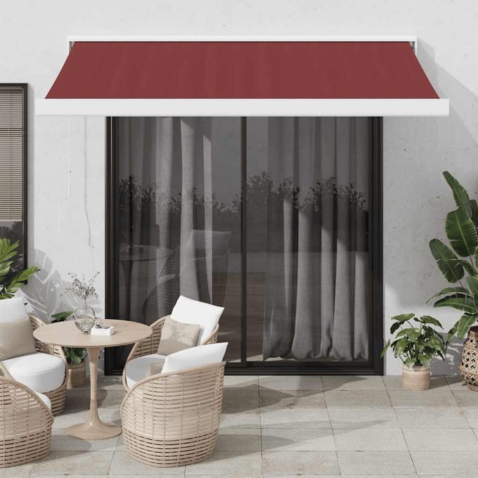 vidaXL - Luifel - handmatig - uittrekbaar - 350x250 - cm - bordeauxrood