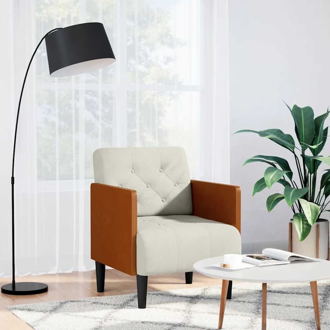 vidaXL - Fauteuil - met - armleuningen - Crème - 55 - cm - Fluweel