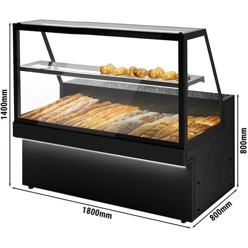 GGM Gastro Brottheke TORONTO - 1800mm - schwarze Front - 1 Ablage