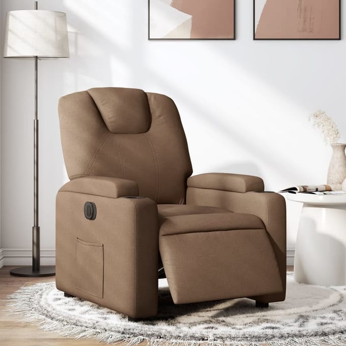 vidaXL - Fauteuil - verstelbaar - elektrisch - stof - bruin
