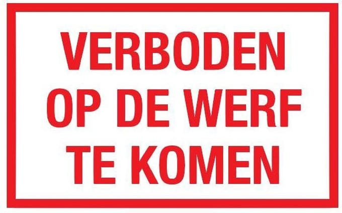 Verboden op werf te komen tekstbord - kunststof 320 x 200 mm