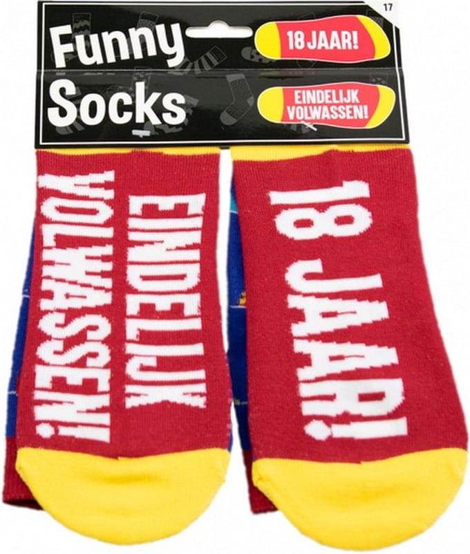 sokken Funny Socks 18 jaar katoen blauw one-size