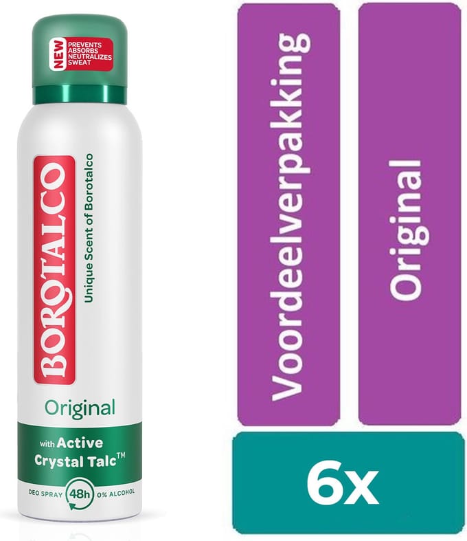 Borotalco - Deodorant - Spray - Original - 150ml x 6