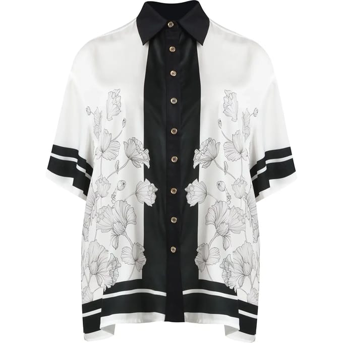 Dames satijnen bloemige print blouse Mat Fashion