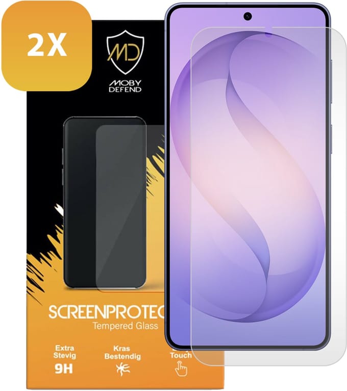 2-Pack MobyDefend Screenprotectors - Geschikt voor Samsung Galaxy S26 Plus (S26+) - Case-Friendly Screensavers - Gehard Glas