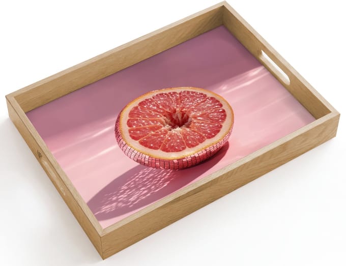 Dienblad hout 40x30 cm - Schootdienblad - Grapefruit - Roze - Disco - Shiny - Borrelplank rechthoek - Plateau dienbladen