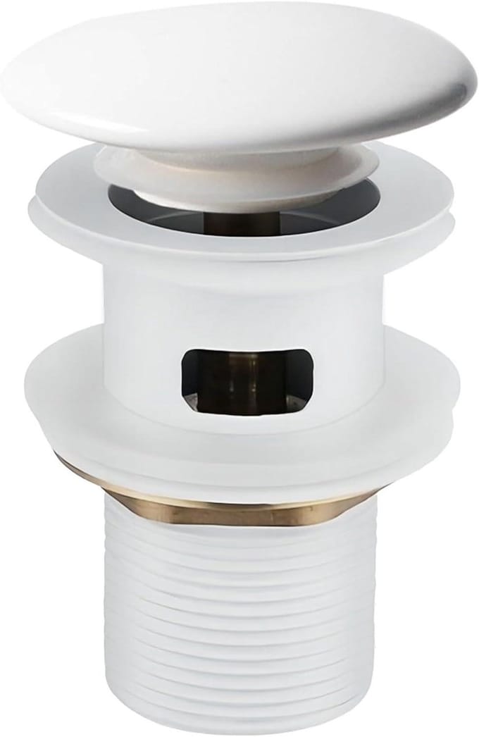 Afvoergarnituur Keramiek - Pop-up ventiel Wasbak - Water Afvoeren - Met Overloop - 40 mm Diameter - Wit
