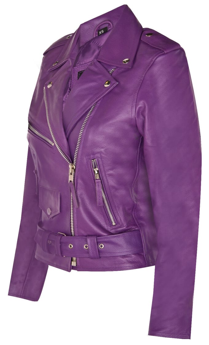 Dames rundleer bikerjack-Mansfield
