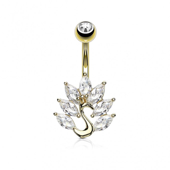 Navelpiercing zwaan - goud - LMPiercings
