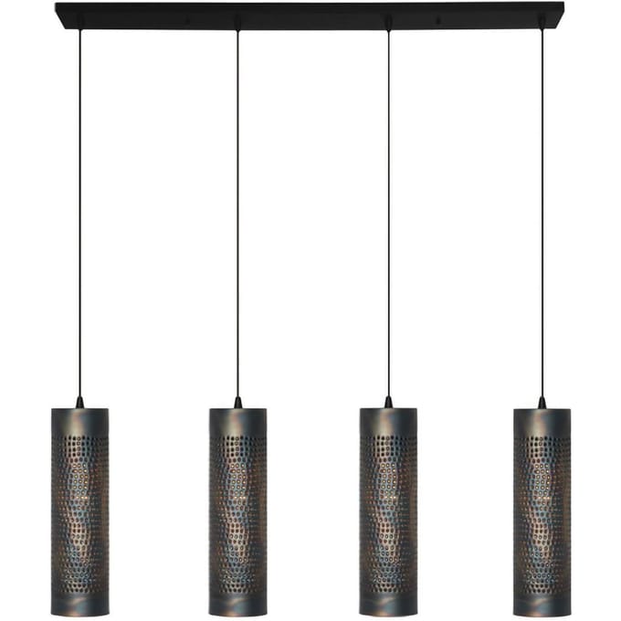 Freelight Hanglamp Forato, lengte 120 cm, bruin, 4-lamps, metaal