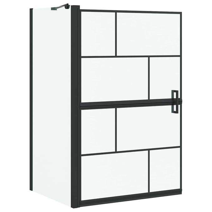 vidaXL - Bad - Douche - Scherm - Zwart - en - Transparant - 80 - x - 68 - x - 128 - cm