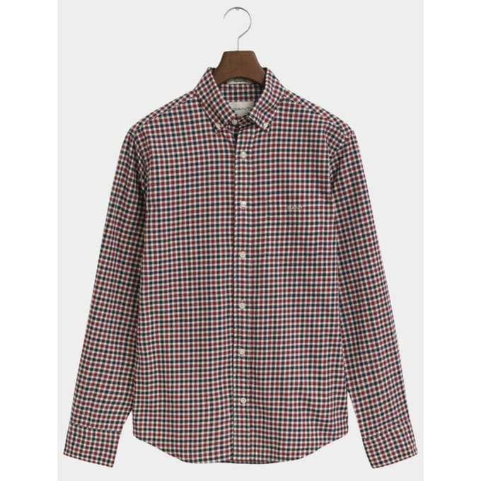 Gant Overhemd Cotton Twill Gingham Check Button-Down Plumped Red / male