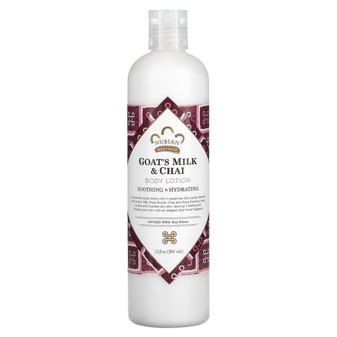 Nubian Heritage, Lotion pour le corps, lait de chèvre et chai, 375 ml (384 ml) white