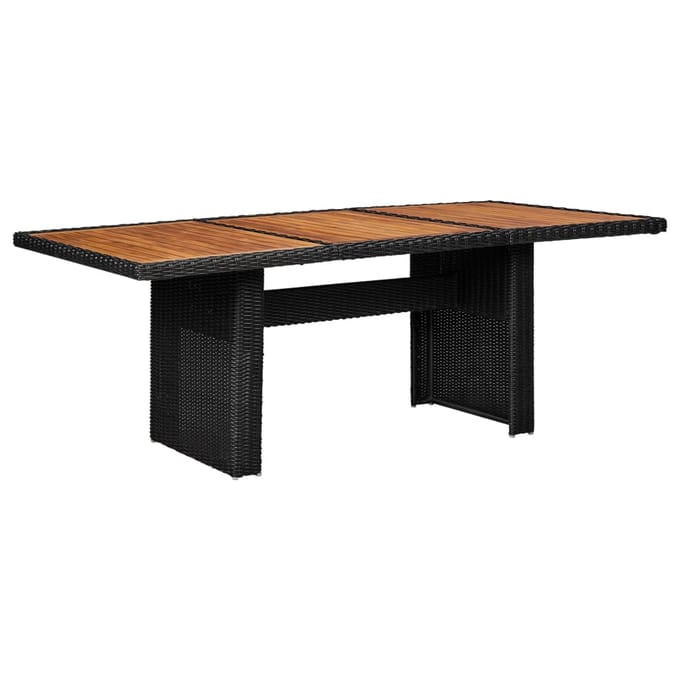 vidaXL - Tuintafel - 200x100x74 - cm - poly - rattan - zwart
