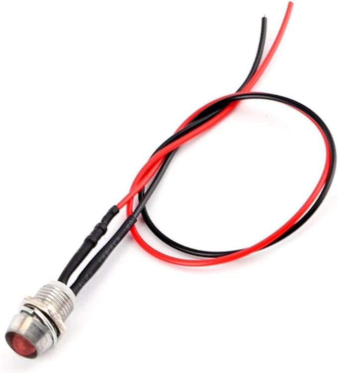 Indicator LED-paneel - Waarschuwingslampje Dashboard - Auto Aanpassen - 8mm Schroefdraad - 12 Volt - Rood
