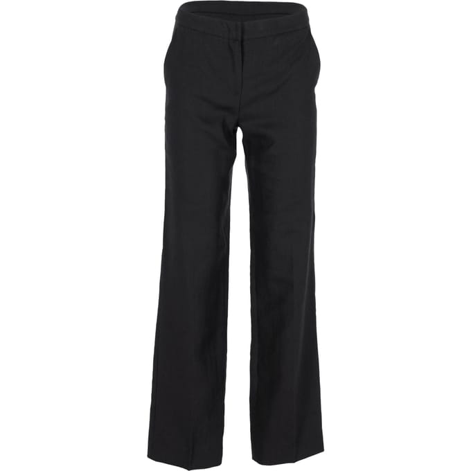 Max Mara broek met wijde pijpen in zwart linnen