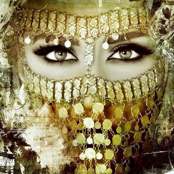 Safaary - Arabisch schilderij Arabische vrouw goud