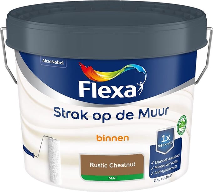 Flexa - Strak Op De Muur Binnen Mat - Rustic Chestnut - Mengverf - 2,5 L