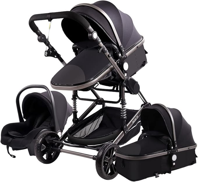 3-in-1 Kinderwagen Set - Compact & Inklapbaar Reismodel met Luxe Zitje