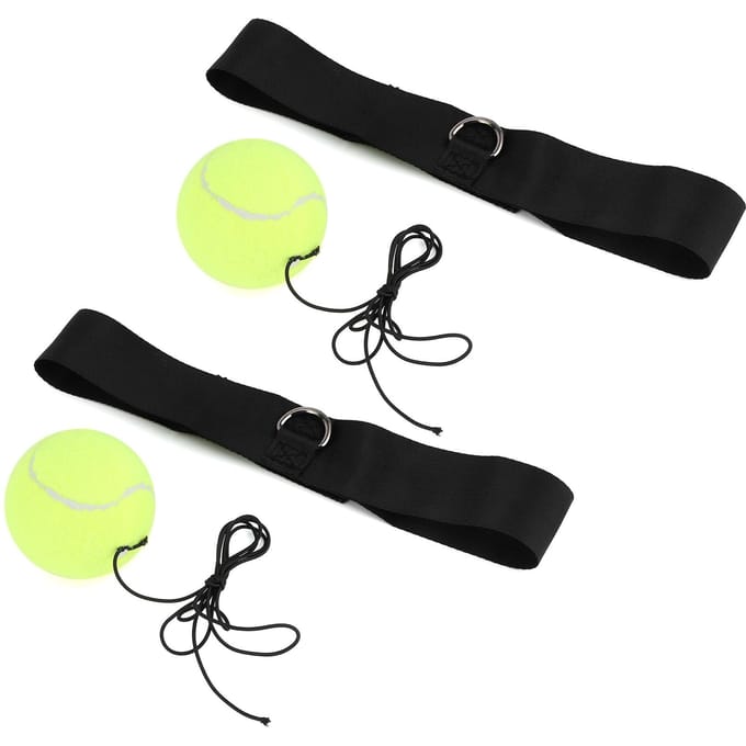 2 stuks Boksen Vechtbal met Hoofdband Snelheidsreactie Training Gym Oefenapparatuur yellow