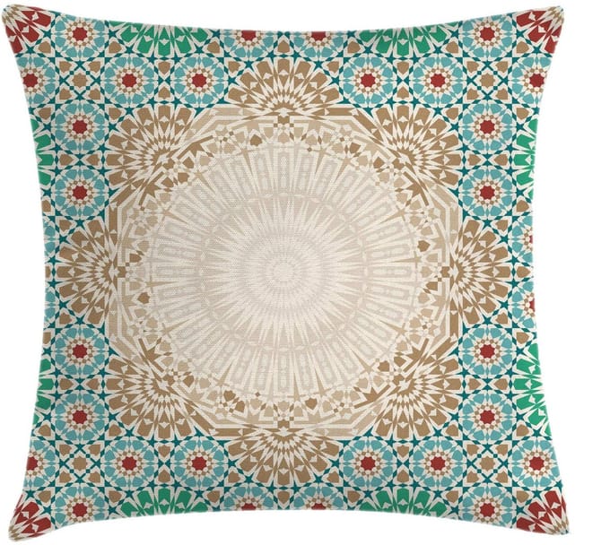 Boho-kussenhoes – Bloemenmozaïek – 60×60 cm – 2-zijdes bedrukt