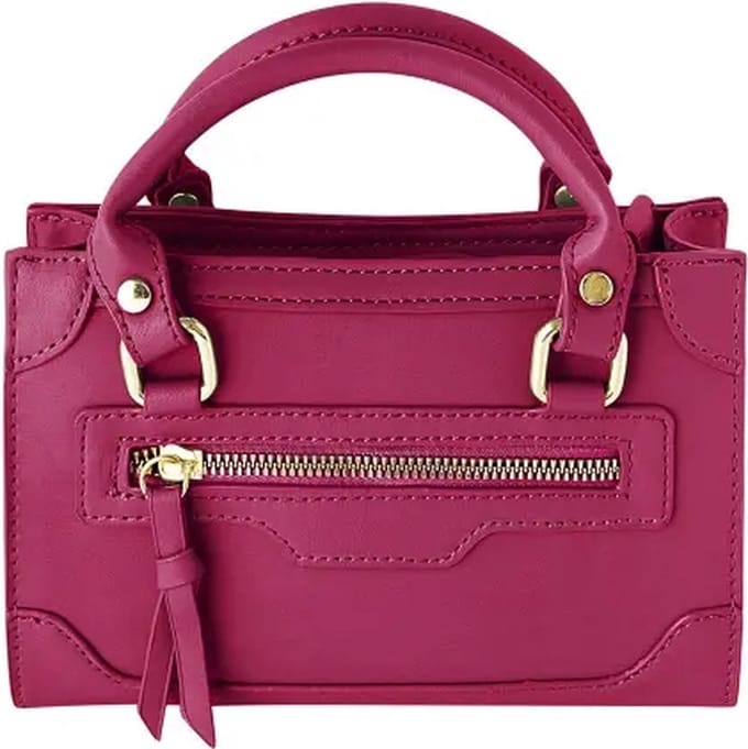 Fuchsia roze handtas met rits - nepleer - schoudertas - crossbody tas